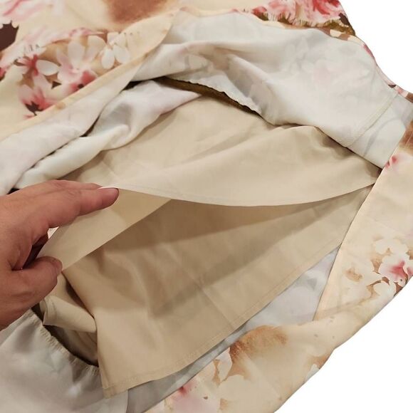 La Bellum Women's‎ Brown & Pink Floral Print Wrap Shift Maxi Dress Size 12 NWT - Picture 10 of 13